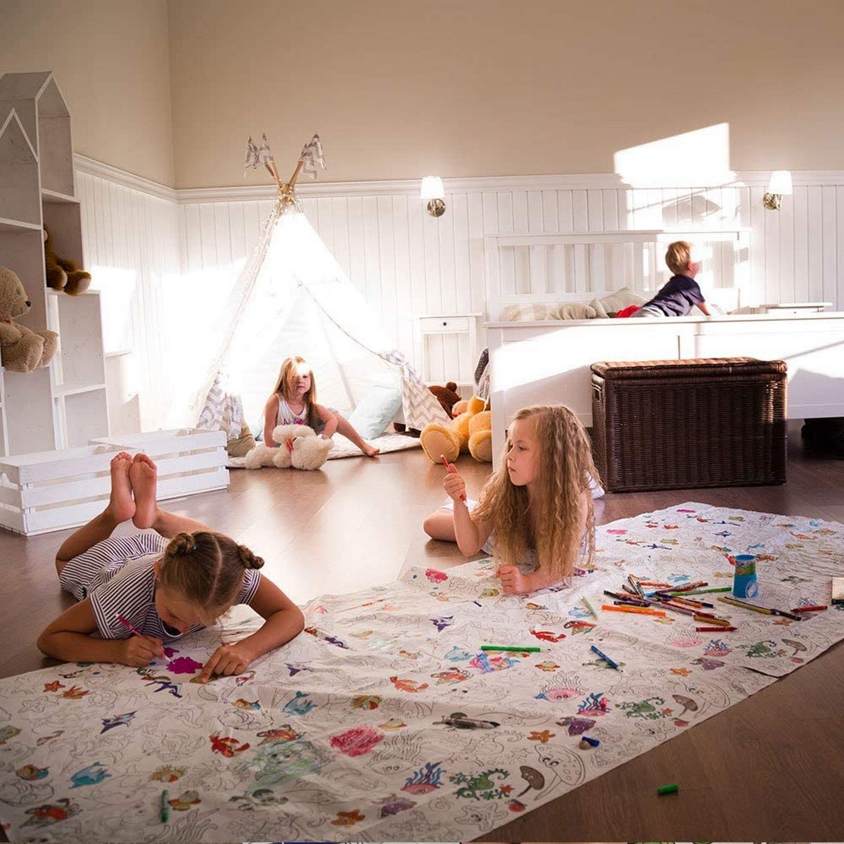 Kinder Malmatte Tischdecken Basteln Malen DIY Kreativität Spielzeug von KIDSDO Tablecloth Happy Dino